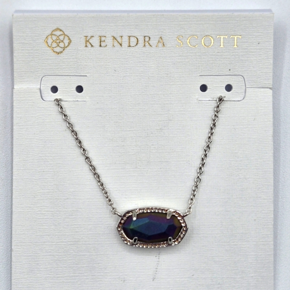 KENDRA SCOTT NWT  Elisa Abalone Silver Plated Necklace Dust Bag Included